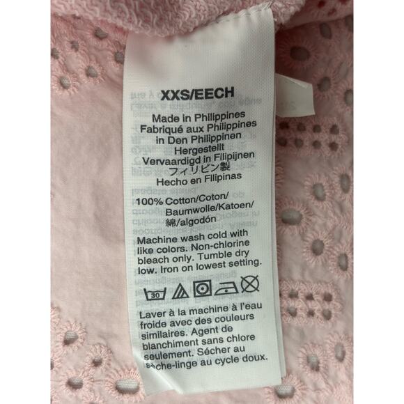 J Crew Women’s XXS Pink Long Sleeve Cotton Sweater Eyelet Lace Back Coquette - Picture 6 of 8